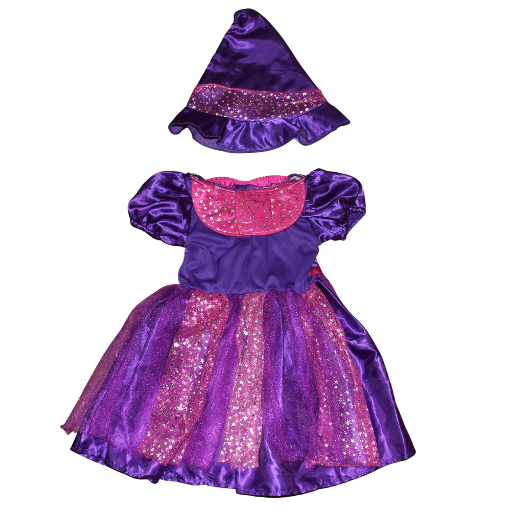 Tu Sainsbury's Purple Pink Sparkly Star Witch Costume Hat Girl's 3-4yrs - Picture 2 of 13